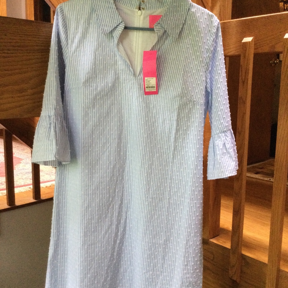 Lilly Pulitzer dress. Blue and white stripes. Size 6. NWT.